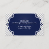 LOGO modern herringbotpatroon grijze badge navy Visitekaartje (Achterkant)