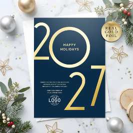 Logo Modern Navy Blau Zakelijke Feestdag Gouden Ka Folie Uitnodiging