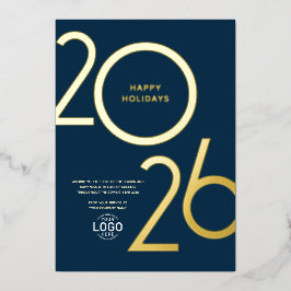 Logo Modern Navy Blue Business Holiday Gold Kaart