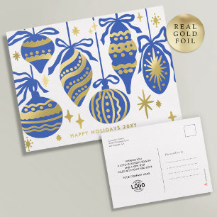Logo Modern Navyblauw Decor Wit Zakelijk Goud Folie Feestdagen Briefkaart