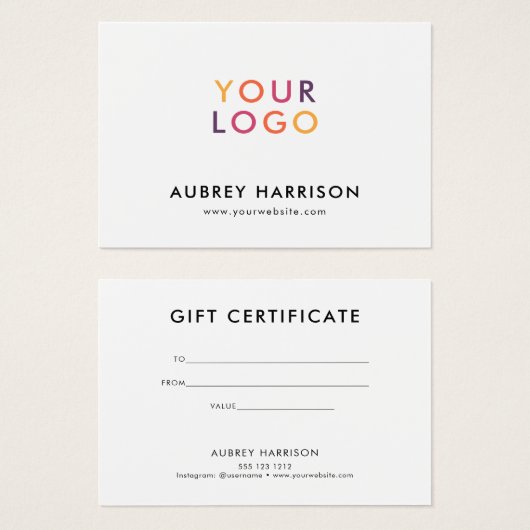 Logo modern professioneel cadeaubon visitekaartje (Voorkant /achterkant)