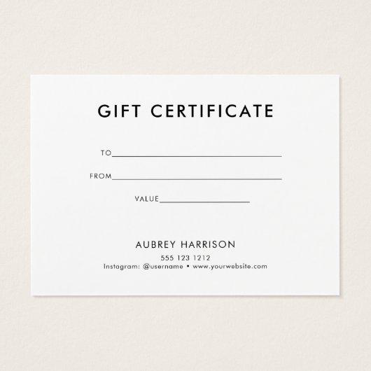 Logo modern professioneel cadeaubon visitekaartje (Achterkant)