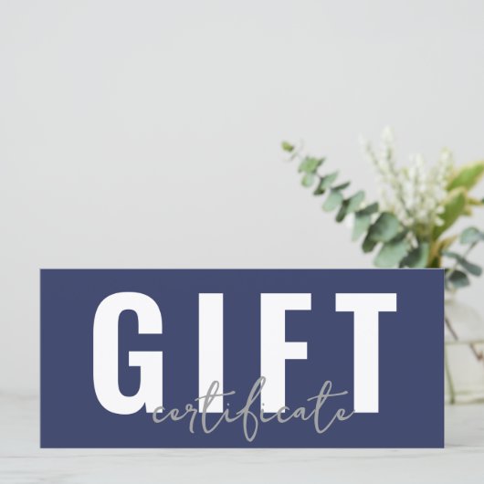 Logo Modern Script Blue Zakelijk Cadeaubon (Staand voorkant)