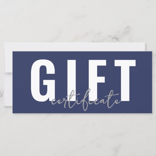 Logo Modern Script Blue Zakelijk Cadeaubon (Voorkant)