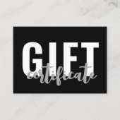 Logo Modern Script Business Gift Certificate Kaart Visitekaartje (Voorkant)