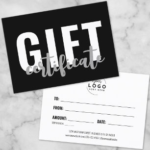 Logo Modern Script Business Gift Certificate Kaart Visitekaartje