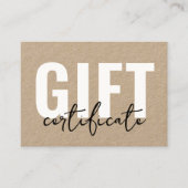 Logo Modern Script Zakelijke Cadeaubon Visitekaartje (Voorkant)