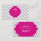 LOGO Modern visgraatpatroon roze badge grijs Visitekaartje (Voorkant / Achterkant)