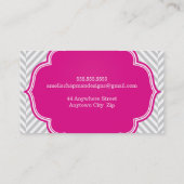 LOGO Modern visgraatpatroon roze badge grijs Visitekaartje (Achterkant)