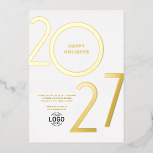 Logo Modern Witte Zakelijke 2027 Vakantie Goud Kaa Folie Uitnodiging