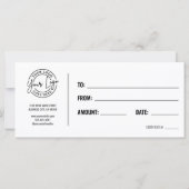 Logo Modern Zwart Goud Zakelijk Cadeaubon (Achterkant)