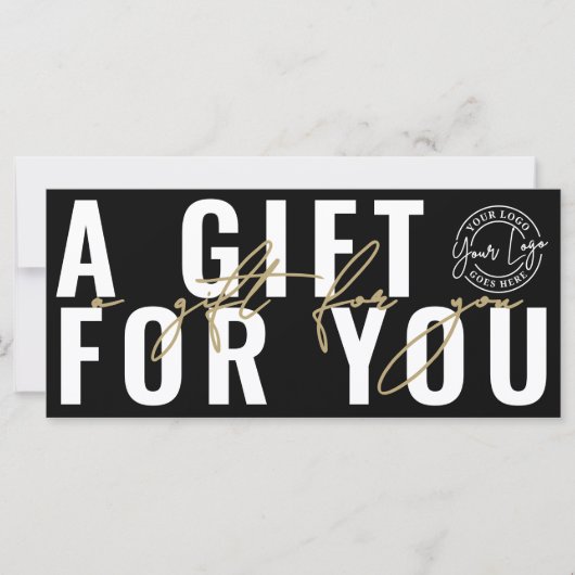 Logo Modern Zwart Goud Zakelijk Cadeaubon (Voorkant)