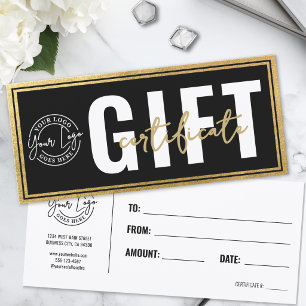 Logo Modern Zwart Goud Zakelijk Cadeaubon