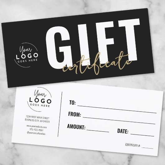Logo Modern Zwart Goud Zakelijk Cadeaubon