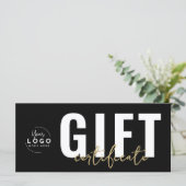 Logo Modern Zwart Goud Zakelijk Cadeaubon (Staand voorkant)