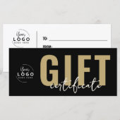 Logo Modern Zwart Goud Zakelijk Cadeaubon (Voorkant / Achterkant)