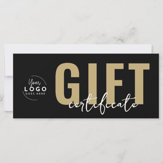 Logo Modern Zwart Goud Zakelijk Cadeaubon (Voorkant)