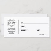 Logo Modern Zwart Goud Zakelijk Cadeaubon (Achterkant)