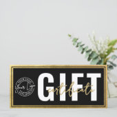 Logo Modern Zwart Goud Zakelijk Cadeaubon (Staand voorkant)