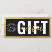 Logo Modern Zwart Goud Zakelijk Cadeaubon (Voorkant)