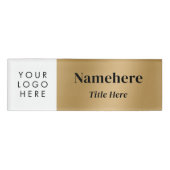 Logo Moderne, eenvoudige Font Faux Gold Magnet-tit Naambadge (Voorkant)