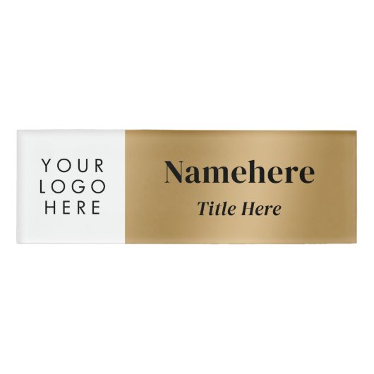 Logo Moderne, eenvoudige Font Faux Gold Magnet-tit Naambadge (Voorkant)