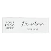 Logo Moderne kalligrafie Elegante witte magneet ti Naambadge (Voorkant)