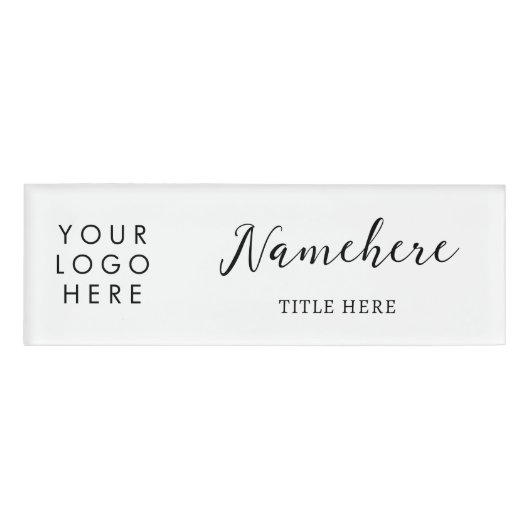 Logo Moderne kalligrafie Elegante witte magneet ti Naambadge (Voorkant)