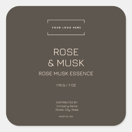 Logo Moderne minimalistische kaars Cosmetisch Vier Vierkante Sticker (Voorkant)