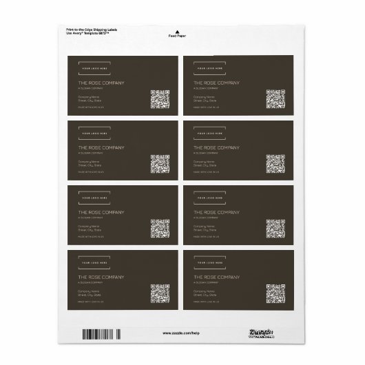 Logo moderne minimalistische QR-code Etiket (Full Sheet)