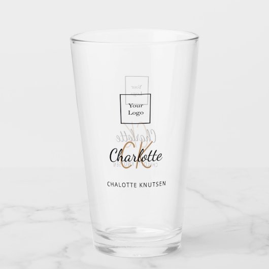 Logo monogram initiaal script glas (Voorkant)