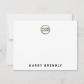 Logo Monogram Name Minimalist White Flat Note Card Notitiekaartje (Voorkant)