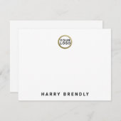Logo Monogram Name Minimalist White Flat Note Card Notitiekaartje (Voorkant / Achterkant)