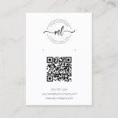 Logo Monogram Qr Code Oorbellen Displaykaart Visitekaartje (Achterkant)