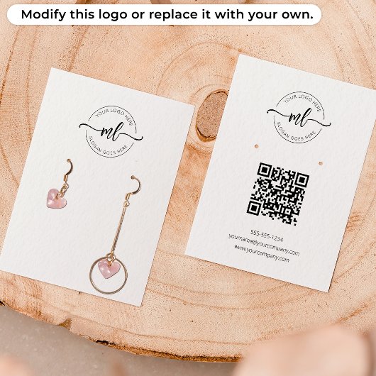 Logo Monogram Qr Code Oorbellen Displaykaart Visitekaartje