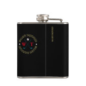 Logo Monogram voor een Golf-speler Zwart Heupfles (Achterkant)