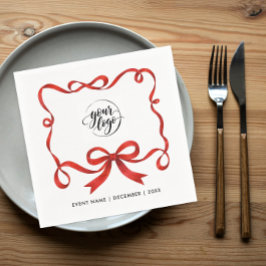 Logo Mooie Kerst Rode Lint Zakelijk Branding Servet