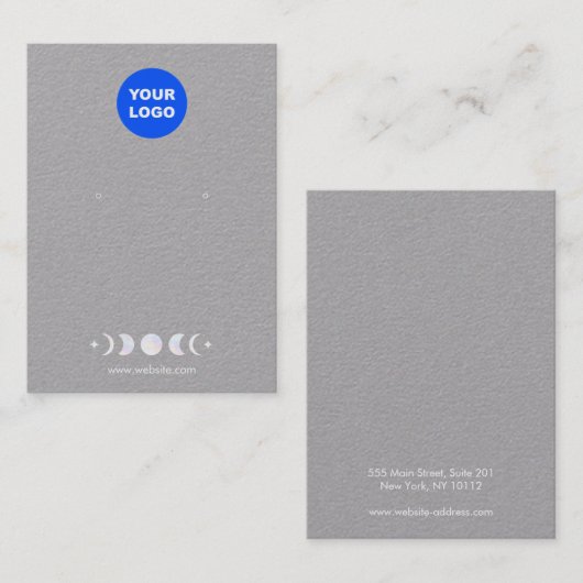 Logo Moon Phases Earning Display Grey Kraft Visitekaartje (Voorkant / Achterkant)