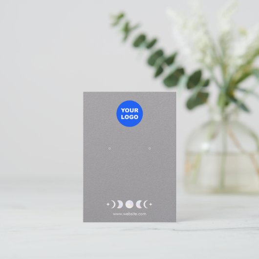 Logo Moon Phases Earning Display Grey Kraft Visitekaartje (Staand voorkant)
