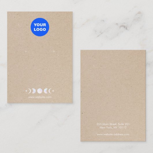 Logo Moon Phases Earning Display Tan Kraft Visitekaartje (Voorkant / Achterkant)