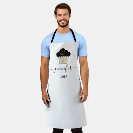 Logo Muffins bakkerij Catering maakt goudglimlache Schort (Gedragen)