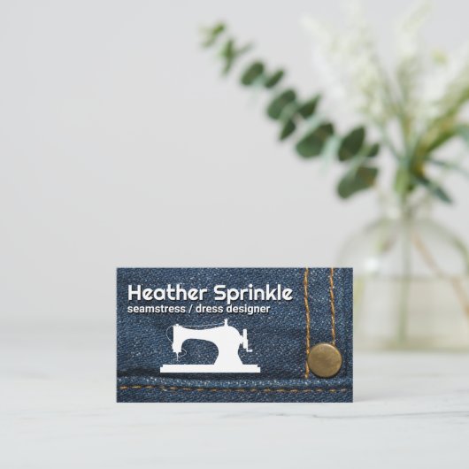 Logo naaimachine | Jeans | Stitching Visitekaartje (Staand voorkant)