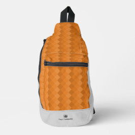 Logo Naam - Aardse Tegel Patroon Sinaasappel & Gri Sling Bag