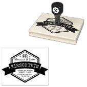  Logo Naam Adres Telefoon Lint Hexagon Rubberstempel (Gestempeld)