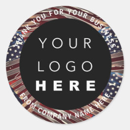 Logo Naam Amerikaanse vlag Amerikaanse Dank u wel Ronde Sticker