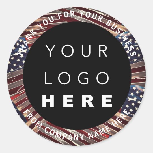 Logo Naam Amerikaanse vlag Amerikaanse Dank u wel Ronde Sticker (Voorkant)