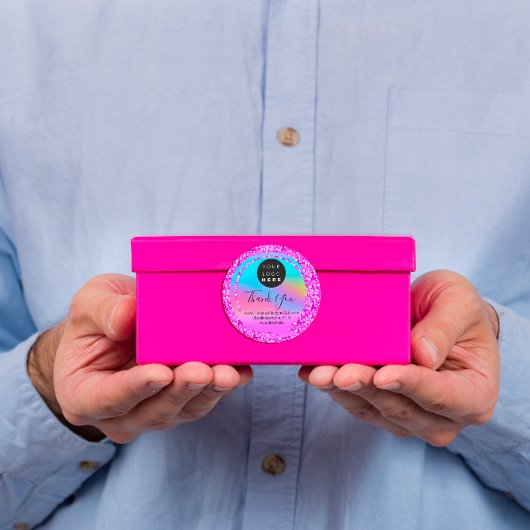 Logo Naam Bedankt voor het winkelen van Glitter Ho Ronde Sticker