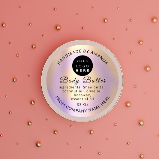 Logo Naam Body Butter Balm Skin Care Butter Ronde Sticker