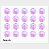 Logo Naam Dank u voor Roze Glitter Ronde Sticker (Vel)