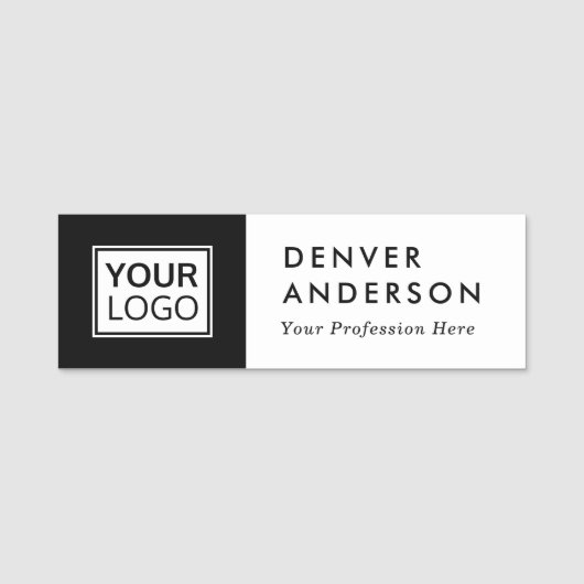 Logo, naam en titel modern, zwart-wit naamplaatje (Voorkant)